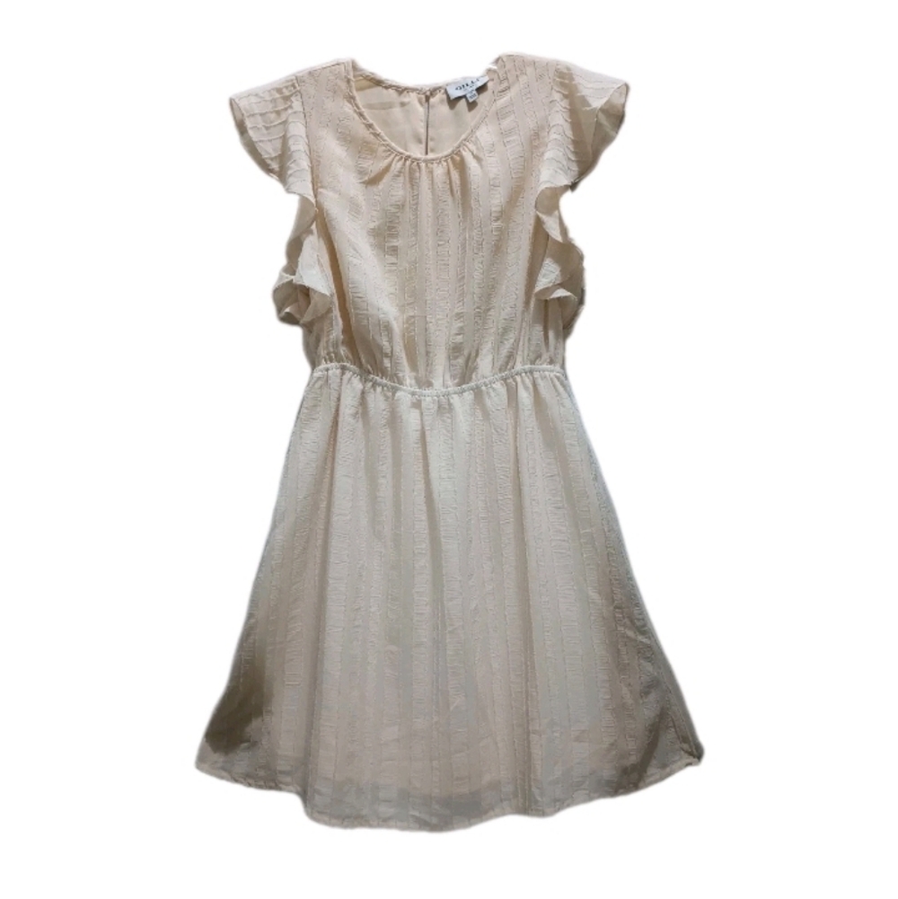 Gilli Flutter Sleeve Dress Cream Size Medium